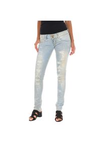 Met Lange Denim-Hose getragen und zerrissen Wirkung 10DB50130 Frau