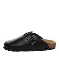 EVER AU Damen Pintail Leder Komfort Clog Sandalen - Schwarzes Leder