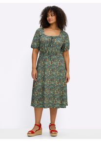 sheego Gro&szlig;e Gr&ouml;&szlig;en Jerseykleid mit floralem Print, ozean-tiefblau-bedruckt, Gr&ouml;&szlig;e 48 - Damen