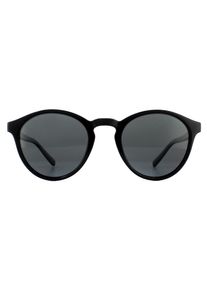 Polaroid Runde Unisex gl&auml;nzend schwarz grau polarisierte Sonnenbrille