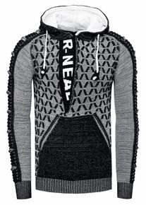 Rusty Neal 1/2 Zip Kontrast Grobstrick Kapuzen-Pullover