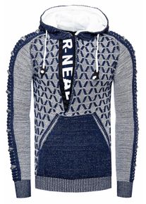 Rusty Neal 1/2 Zip Kontrast Grobstrick Kapuzen-Pullover