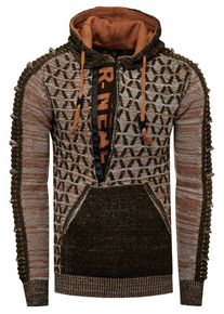Rusty Neal 1/2 Zip Kontrast Grobstrick Kapuzen-Pullover