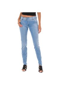 Met Lange Denim-Hose getragen Effekt aus elastischem Gewebe 70DBF0518 Frau