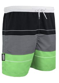 GUGGEN Mountain Herren Badehose mit Muster Streifen Gr&uuml;n Schwarz