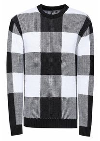 Rusty Neal Schwerer Karo Kontrast Grobstrick Pullover