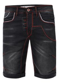 Rusty Neal Jeans Shorts "RUBEN" mit Kontrast-Naht und offener Knopfleiste