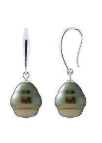 Ohrringe aus Silber 925 und echten Tahiti-Zuchtperlen, eingekreist 10-11 mm