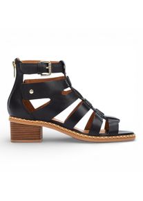 Pikolinos Damen-Gladiator-Sandalen aus schwarzem Leder mit Blockabsatz - Blanes