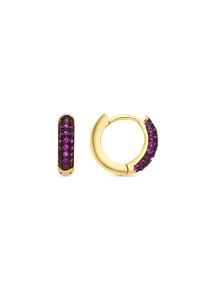 Luxenter Ohrringe mit 9 mm Durchmesser, 18 Karat Gelbgold-Finish und Zirkonia-Rubin &ndash; Krax