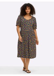 sheego Gro&szlig;e Gr&ouml;&szlig;en Jerseykleid, tiefblau-ozean-bedruckt, Gr&ouml;&szlig;e 56 - Damen