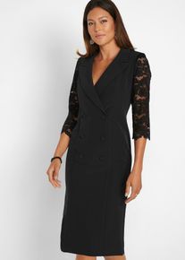 bonprix Blazer-Kleid mit Spitzen&auml;rmeln, schwarz, Gr.52, Elegantes Blazer-Kleid mit Spitzen&auml;rmeln von Premium
