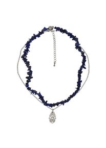 Steuer Modeschmuck Collier Set Lapislazuli-Splitterkette und Kette mit Anh&auml;nger