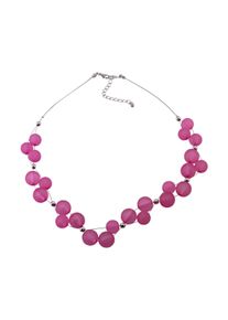 Steuer Modeschmuck Collierkette Rhodiumfarbenes Drahtcollier mit pinkfarbenen Zierperlen