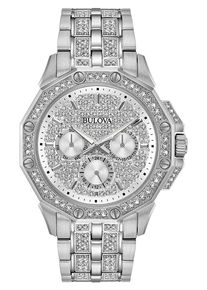Bulova Kristall Herren Silber Uhr 96C134
