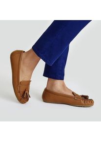 LANDS' END Tassel-Loafer im Autoschuh-Design, Damen,  Beige, by Lands' End
