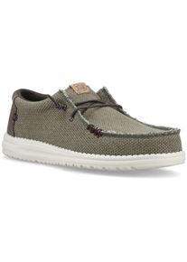 HEYDUDE Wally Geflochtene Polyester Herren Mokassins Schuhe in Gebranntem Olivgr&uuml;n/Delicioso Braun