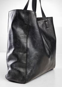 bonprix XXL-Ledershopper, schwarz, Gr.40x40 cm, Modischer Premium XXL-Ledershopper mit viel Stauraum, aus Nappaleder