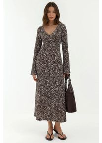 Elegantes Blumentop mit V-Ausschnitt im Bodycon-Stil maxi Kleid