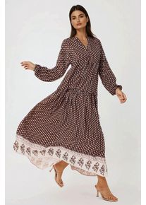 Gemustertes V-Ausschnitt Maxikleid