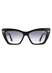 Tom Ford Cat Eye Womens Gl&auml;nzend Schwarz Grau Rauch Gradient