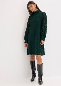 bonprix Minikleid aus Spitze, gr&uuml;n, Gr.42, Trendiges, hochgeschlossenes MInikleid aus Spitze mit langen &Auml;rmeln