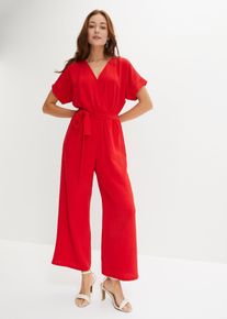 bonprix Kurzarm-Overall, rot, Gr.50, Eleganter Overall mit einem Ausschnitt in Wickeloptik