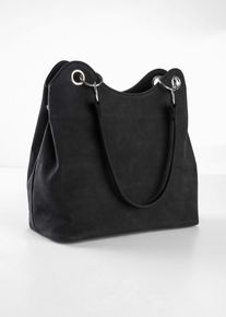 bonprix Handtasche, schwarz, Gr.24x31 cm, Modische Handtasche in Lederoptik