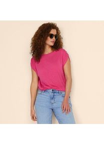 LANDS' END Shirt aus Leinenmix mit U-Boot-Ausschnitt, Damen,  Pink, Leinen/Viskose, by Lands' End
