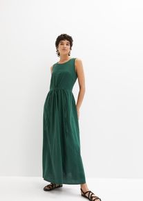 bonprix Maxikleid aus leichtem Leinen-Viskose-Mix, gr&uuml;n, Gr.40, Weites figurumspielendes Kleid aus Leinen betont die Taille durch Tunnelzug, aus Viskose