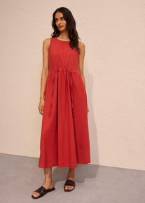 bonprix Maxikleid aus leichtem Leinen-Viskose-Mix, rot, Gr.38, Weites figurumspielendes Kleid aus Leinen betont die Taille durch Tunnelzug, aus Viskose