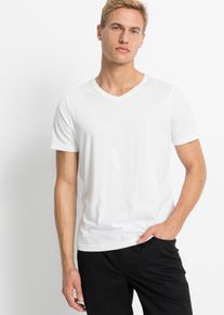 bonprix T-Shirt mit V-Ausschnitt (5er Pack), wei&szlig;, Gr.60/62 (XXL), Praktische Basic T-Shirt Packung, aus 100% Baumwolle