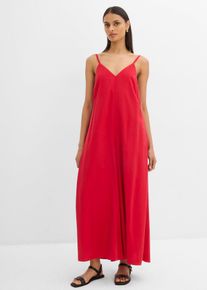 bonprix Jumpsuit mit verstellbaren Tr&auml;gern aus Viskose-Mix, rot, Gr.52, Jumpsuit in lockerer Passform mit V-Ausschnitt und weitem Bein sowie einem verdecktem Rei&szlig;verschluss. Verstellbare Doppeltr&auml;ger mithilfe von Kn&ouml;pfen f&uuml;r eine perfekte Passform an den Schultern., aus Viskose