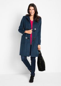 bonprix Dufflecoat in Wolloptik, blau, Gr.50, Sch&ouml;ner Dufflecoat mit auffallenden Knebelkn&ouml;pfen umspielt die Figur