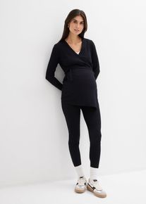 bonprix Set aus Umstands-Wickelshirt mit bequemer Leggings (2-tlg.Set), schwarz, Gr.56/58 (3XL), Set aus Langarmshirt mit passender Hose aus bequemen Jersey