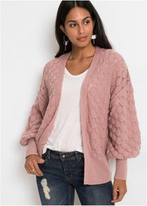 bonprix Ajour-Strickjacke, rosa, Gr.32/34 (XS), Stylische Ajour-Strickjacke mit leichten Ballon-&Auml;rmeln.
