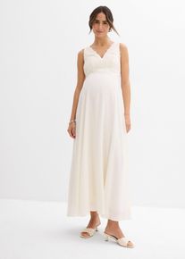 bonprix Umstands-Hochzeitskleid aus Spitze Satin und Georgette, wei&szlig;, Gr.40, Langes Hochzeitskleid f&uuml;r die Schwangerschaft