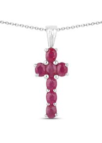 Vira Jewels Anh&auml;nger mit Kette 925-Sterling Silber rhodiniert Gl&auml;nzend Rubin rot