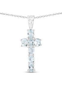 Vira Jewels Anh&auml;nger mit Kette 925-Sterling Silber rhodiniert Gl&auml;nzend Aquamarine hellblau
