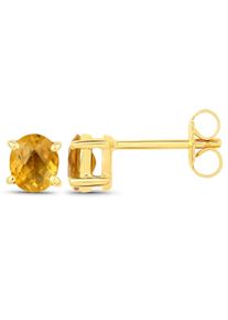 Vira Jewels Ohrstecker 925-Sterling Silber vergoldet Gl&auml;nzend Citrin gelb