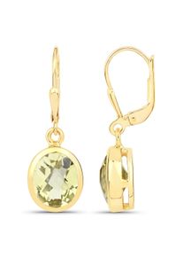 Vira Jewels Ohrh&auml;nger 925-Sterling Silber vergoldet Gl&auml;nzend Lemon Quarz gr&uuml;n