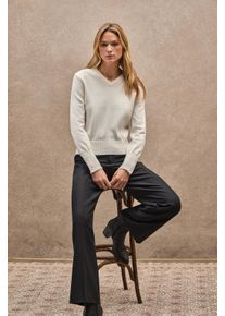 Pullover ecru aus Wollgemisch mit Knopfmanschetten und perlmuttfarbenem Polo Club-Knopf