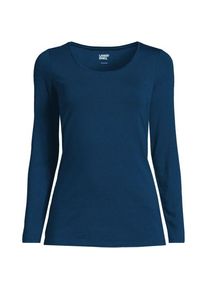 LANDS' END Baumwolle/Modal-Shirt mit Ballett-Ausschnitt f&uuml;r Damen in Petite-Gr&ouml;&szlig;e, Damen, size: petite, Blau, Baumwolle Modal, by Lands' End