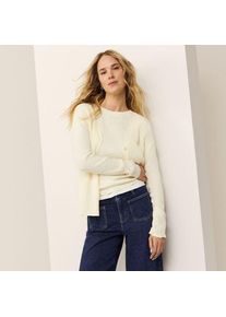 LANDS' END &Auml;rmelloser Zopfmusterpullover, Damen,  Wei&szlig;, Baumwolle, by Lands' End