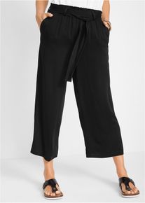 bonprix Culotte aus flie&szlig;ender Viskose, schwarz, Gr.46, Modische Culotte mit Gummibund, G&uuml;rtelschlaufen und Eingriffstaschen, aus Viskose