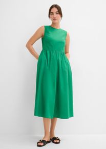 bonprix Midikleid aus reiner Bio-Baumwolle, gr&uuml;n, Gr.44, tailliertes Midikleid mit seitlichen Eingriffstaschen und Komfortbund mit elastischem Einsatz, 100% Baumwolle (organic)