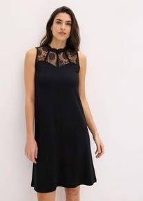 bonprix Jerseykleid mit Spitze, schwarz, Gr.44/46 (L), Stylisches Kleid mit toller Passform