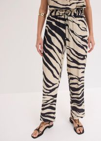 bonprix Palazzo-Hose aus flie&szlig;endem Viskose-Mix, beige, Gr.54, modisch bedruckte Palazzo-Hose aus flie&szlig;endem Viskose-Mix mit Gummibund, aus Viskose