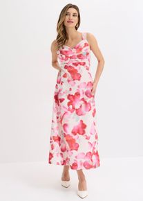 bonprix Tr&auml;gerkleid, wei&szlig;, Gr.52, Modern und feminin: Tr&auml;gerkleid in Midi-L&auml;nge aus gl&auml;nzendem Satin mit Falten im Oberteil