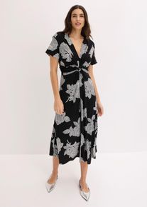 bonprix Jerseykleid mit Drapierung, schwarz, Gr.48/50 (XL), Stylisches Kleid mit toller Passform